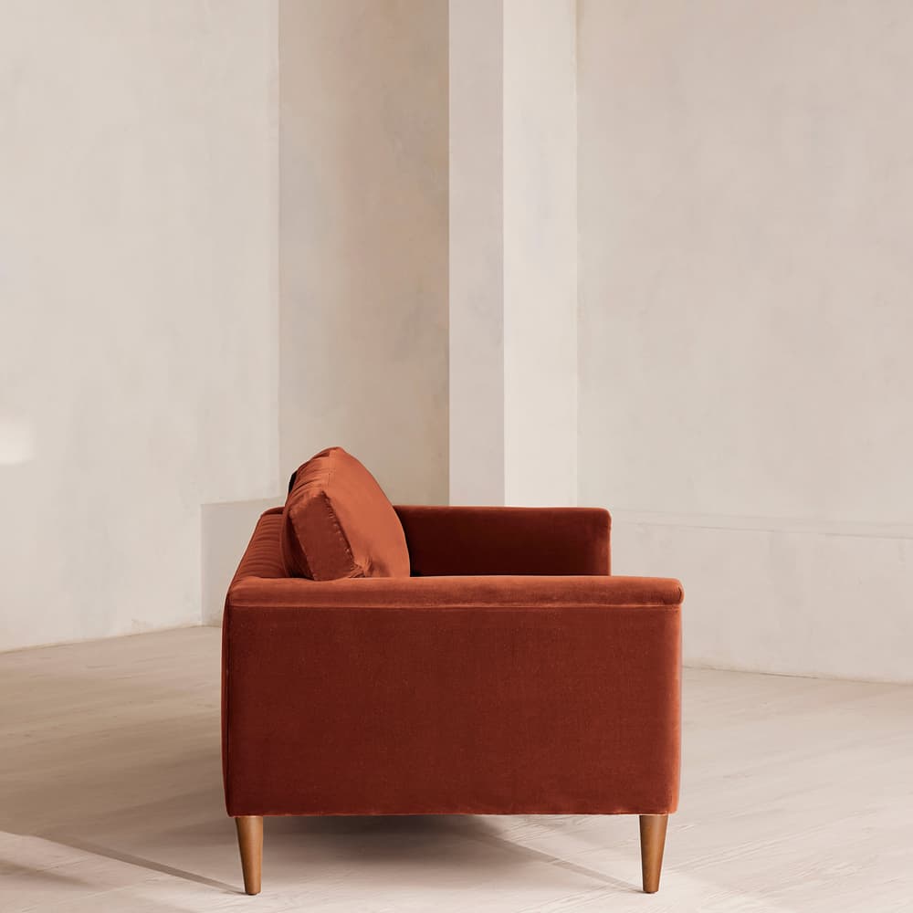 Reya Three Seater Sofa - Velvet - Rust - Images - Image 3