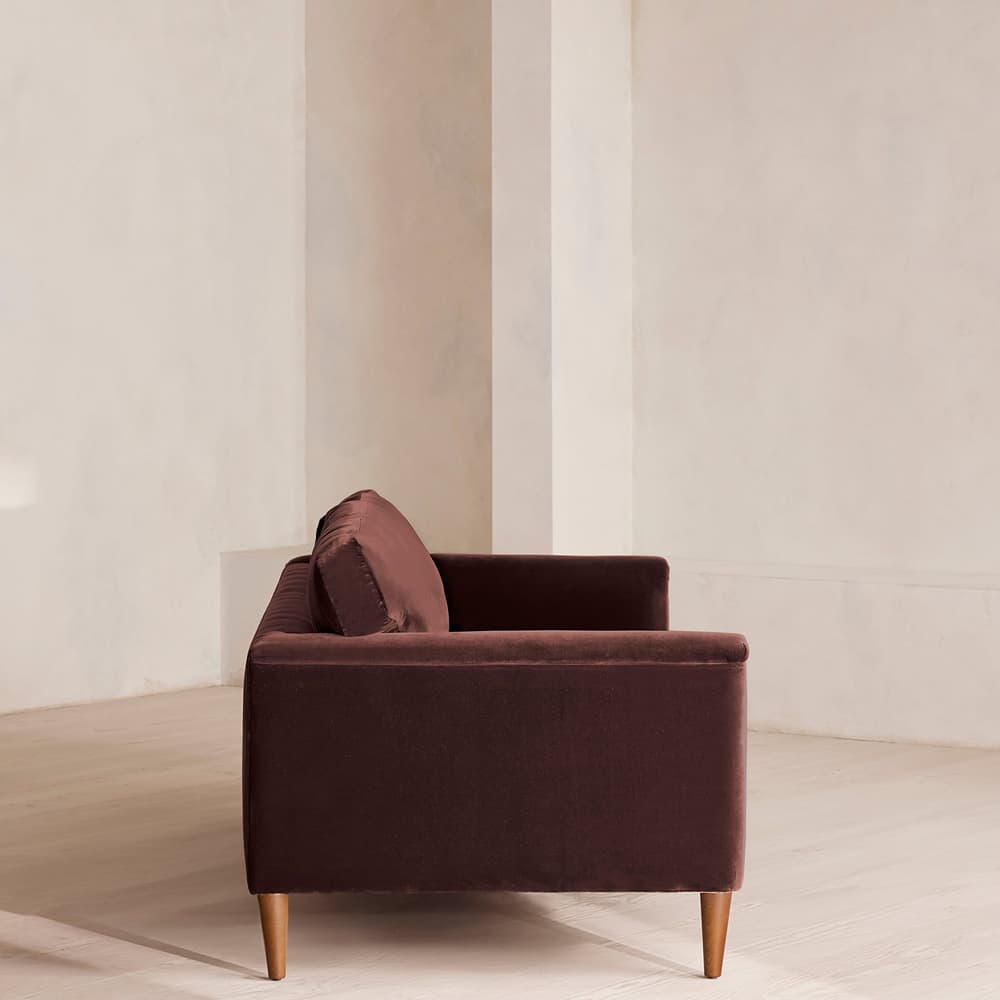 Reya Three Seater Sofa - Velvet - Aubergine - UK - Images - Image 3