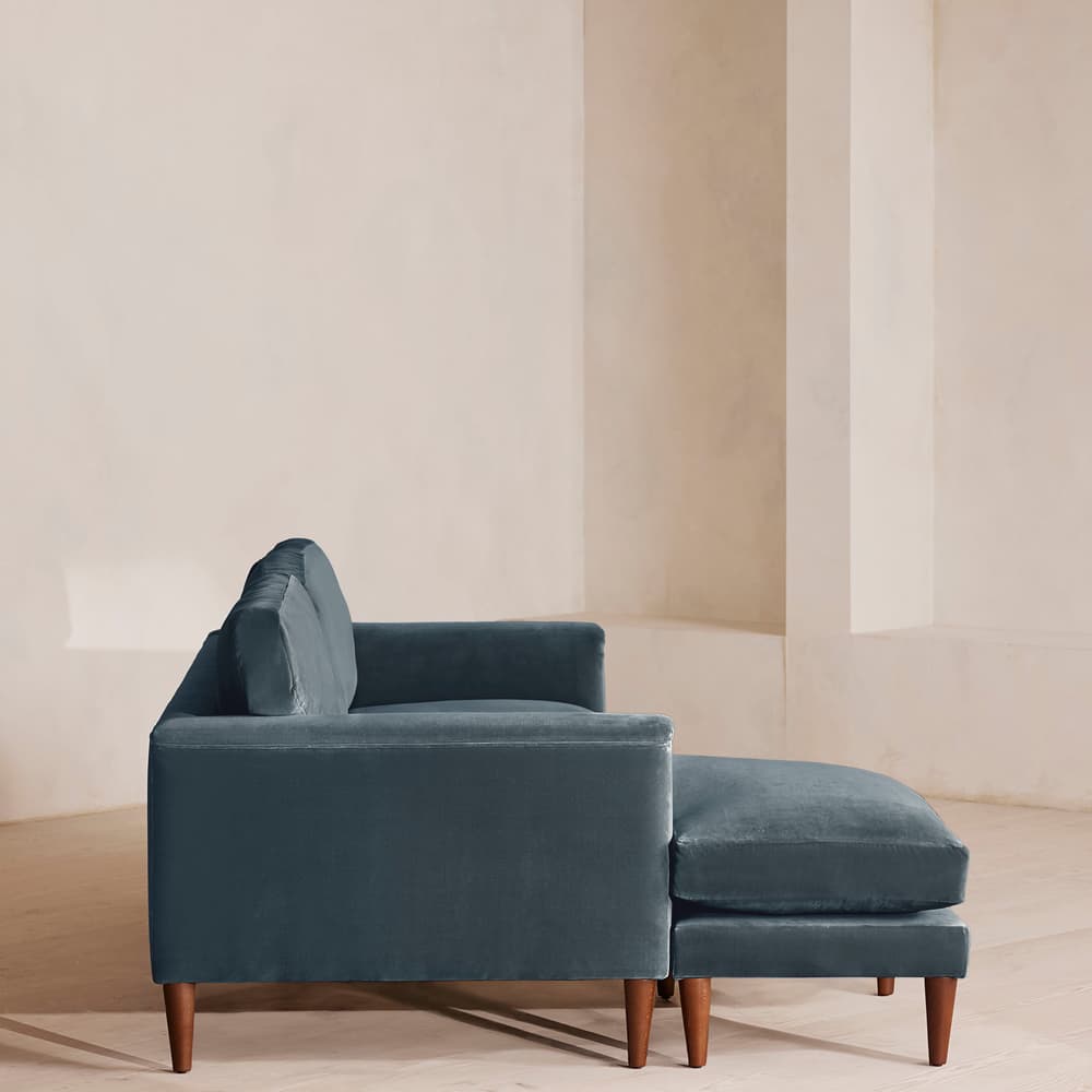 Reya Chaise-end Sofa - Velvet - Grey Blue - US - Images - Image 3