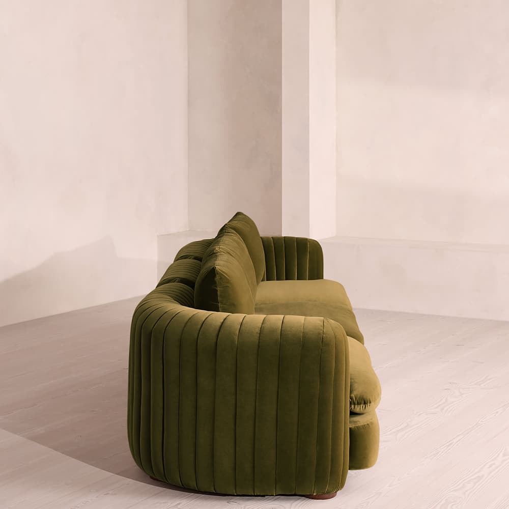Vivienne Sectional Sofa - Four Seater - Velvet Olive - US - Images - Image 3