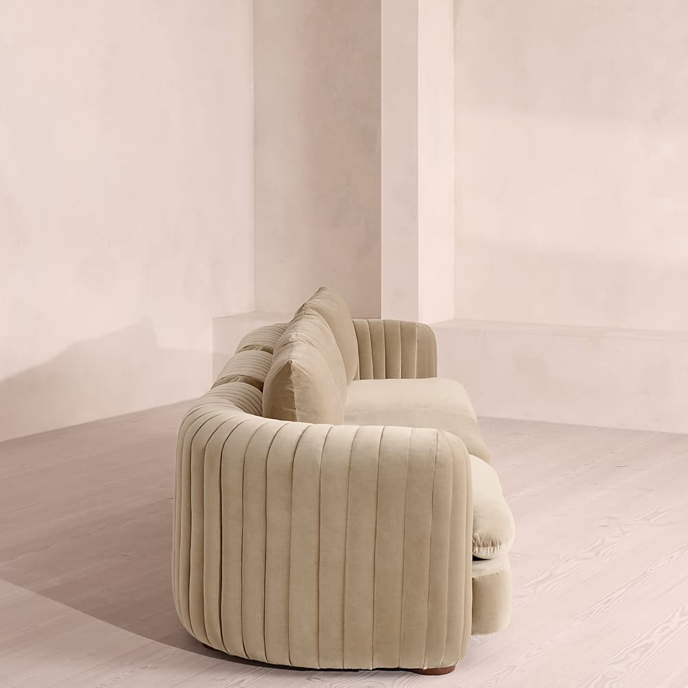 Vivienne Sectional Sofa - Four Seater - Velvet - Oyster - US - Images - Image 3