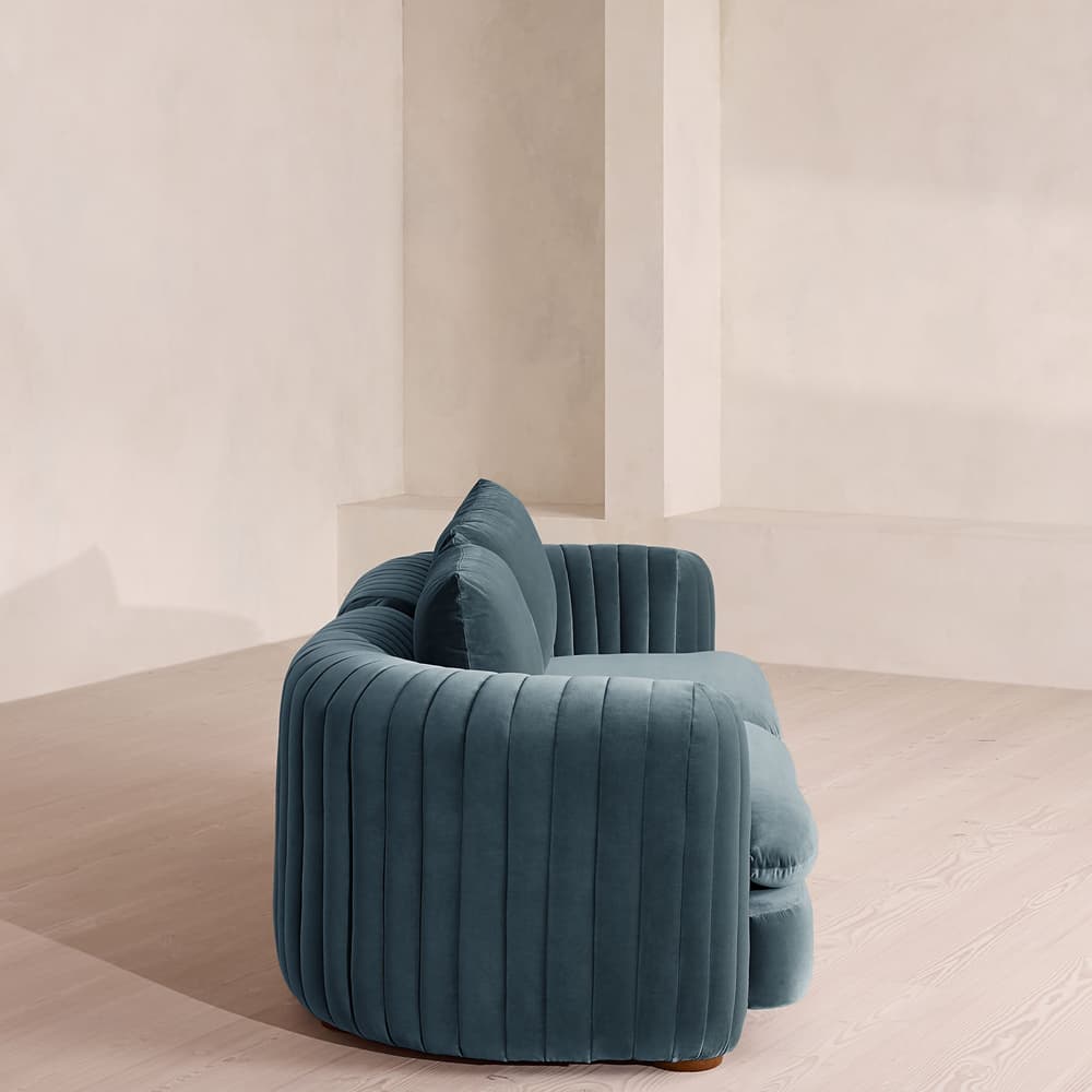 Vivienne Sectional Sofa - Three Seater - Velvet Grey Blue - US - Images - Image 3