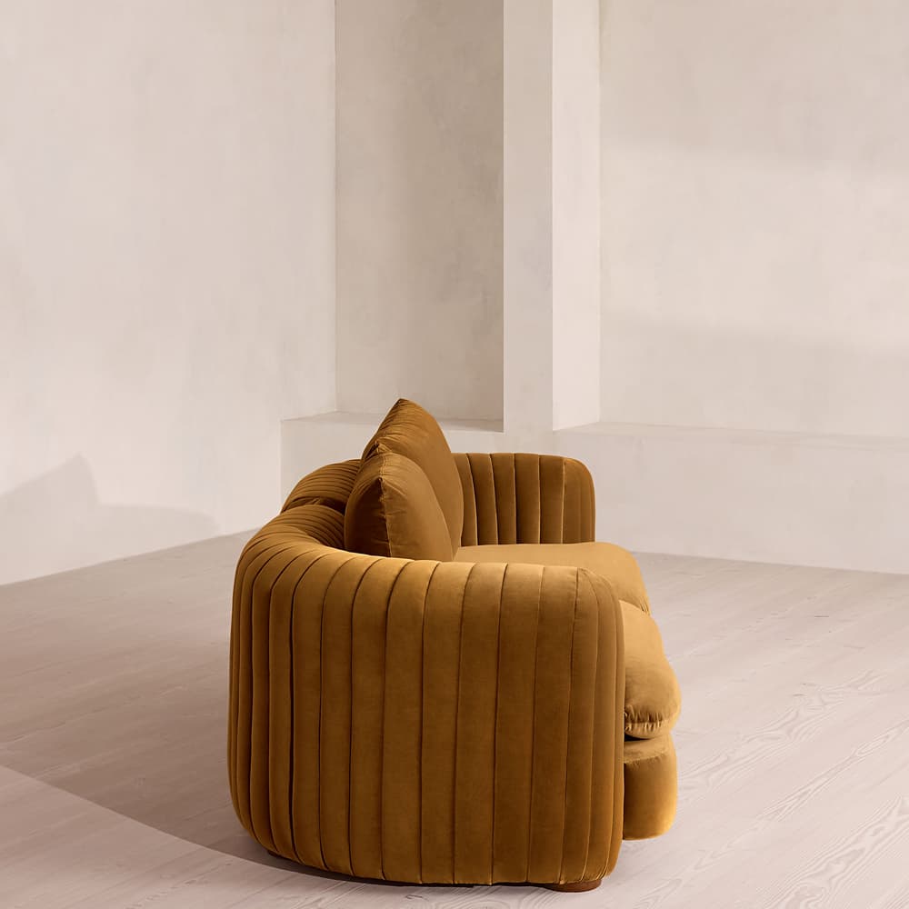 Vivienne Sectional Sofa - Three Seater - Velvet Mustard - US - Images - Image 3