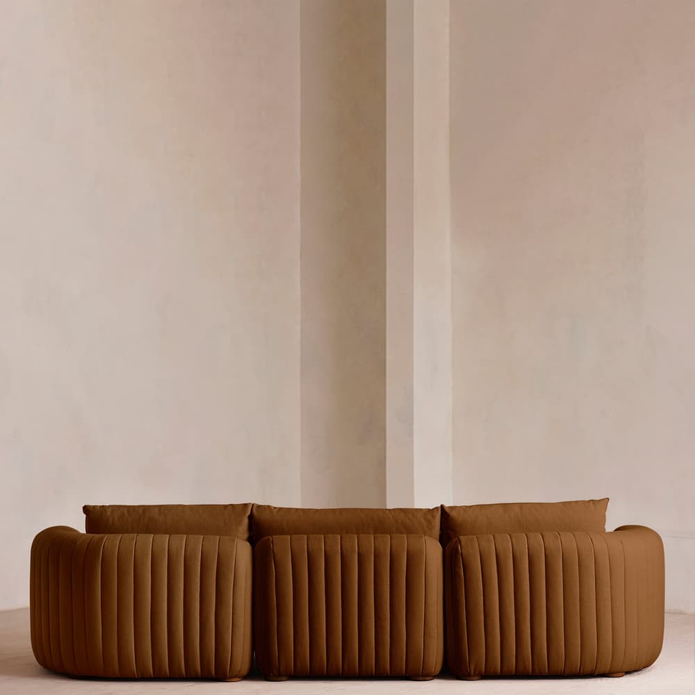 Vivienne Sectional Sofa - Four Seater - Linen - Terracotta - US - Images - Image 3
