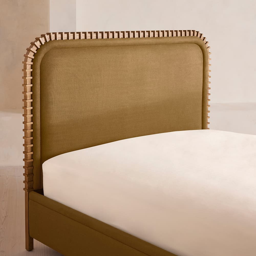 Angus Bed - King - Linen - Ochre - Images - Image 3
