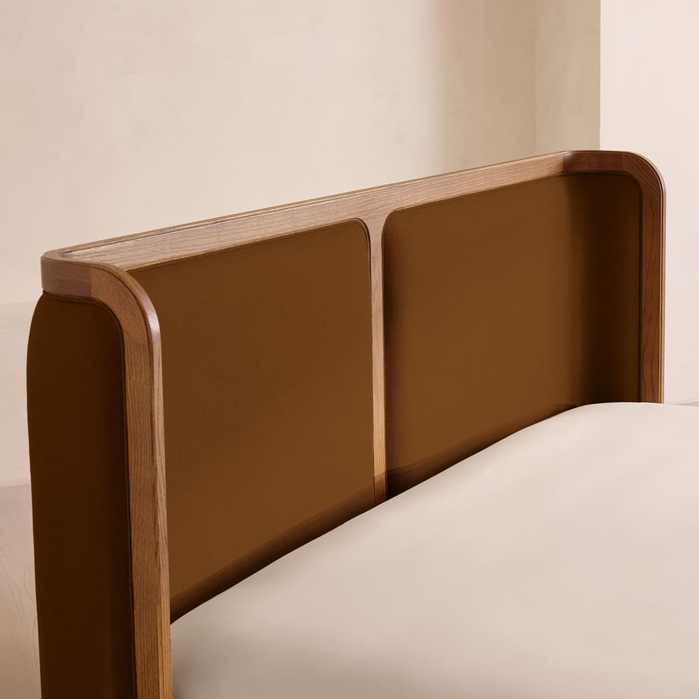 Belsa Bed - Light Wood - King - Linen - Terracotta - UK - Images - Image 3