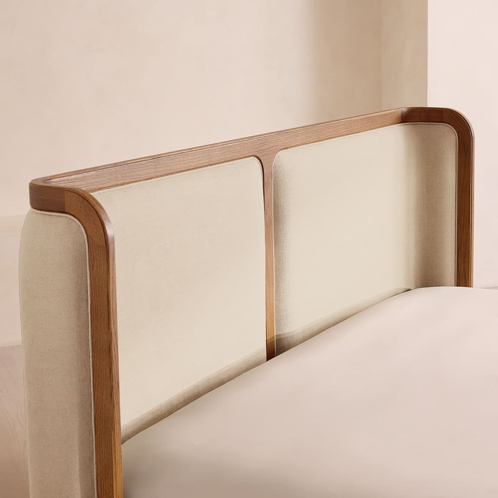 Belsa Bed - Light Oak - King - Linen - Bisque - Images - Image 3