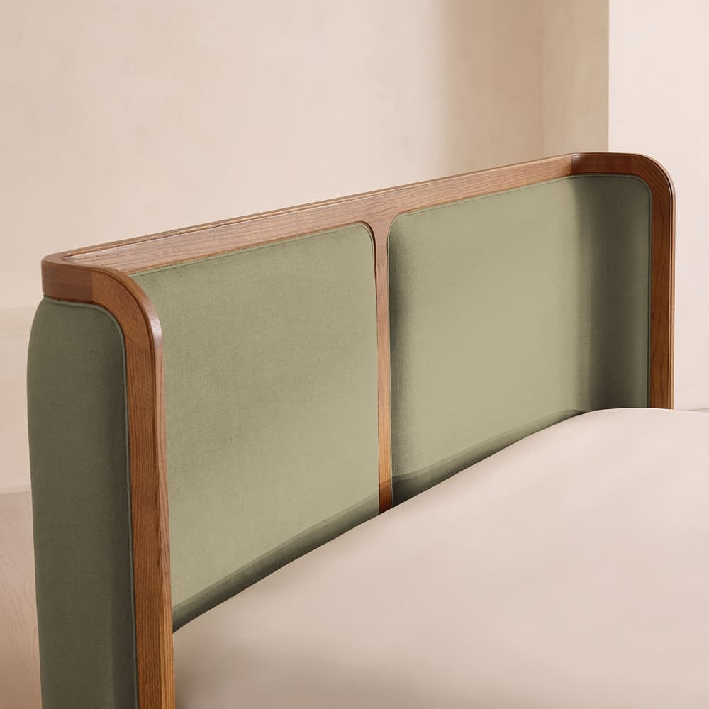Belsa Bed - Light Oak - King - Linen - Sage - Images - Image 3