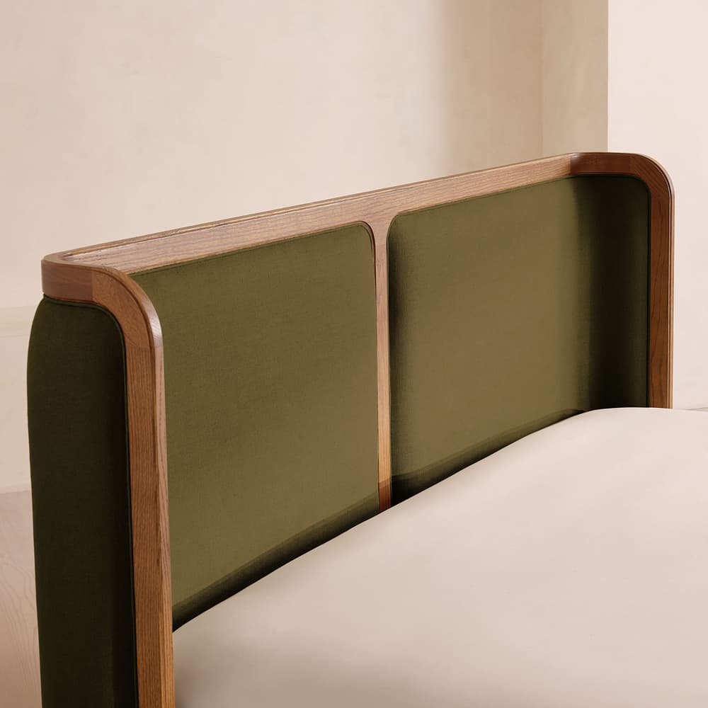 Belsa Bed - Light Oak - Queen - Linen - Olive - US - Images - Image 3