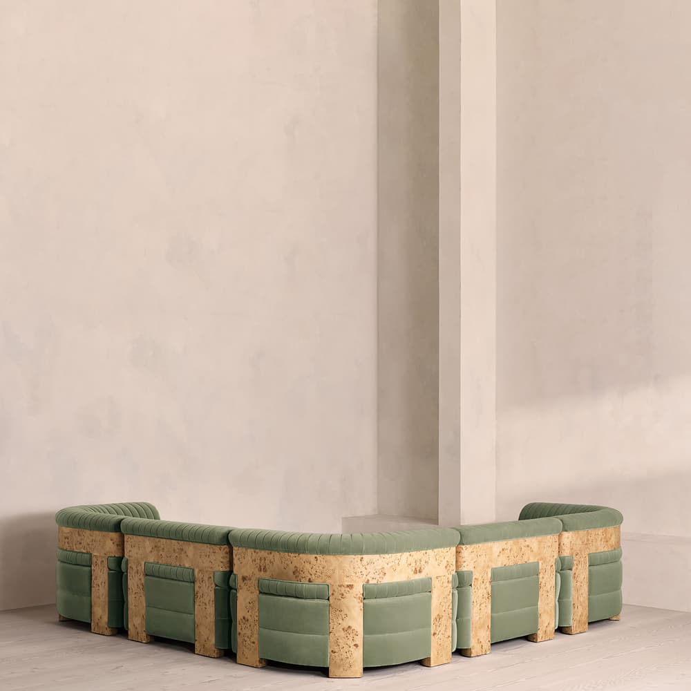 Caleb Modular Sofa - Corner Sofa - Velvet - Seafoam - Blonde Burl - UK - Images - Image 3