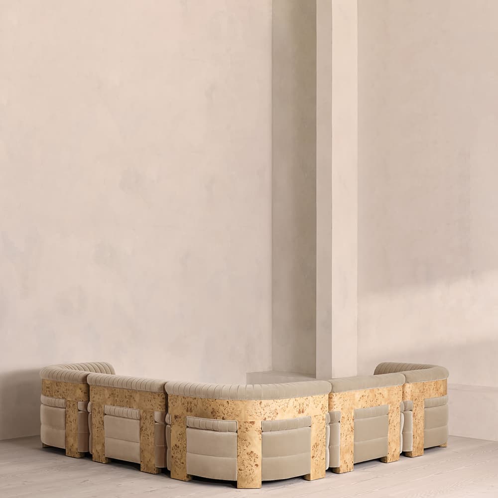 Caleb Sectional Sofa - Corner Sofa - Velvet - Oyster - Blonde Burl - US - Images - Image 3