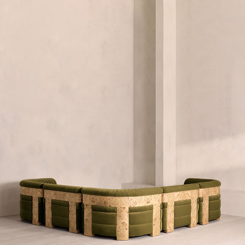 Caleb Modular Corner Sofa - Velvet - Olive - Blonde Burl - UK - Images - Image 3