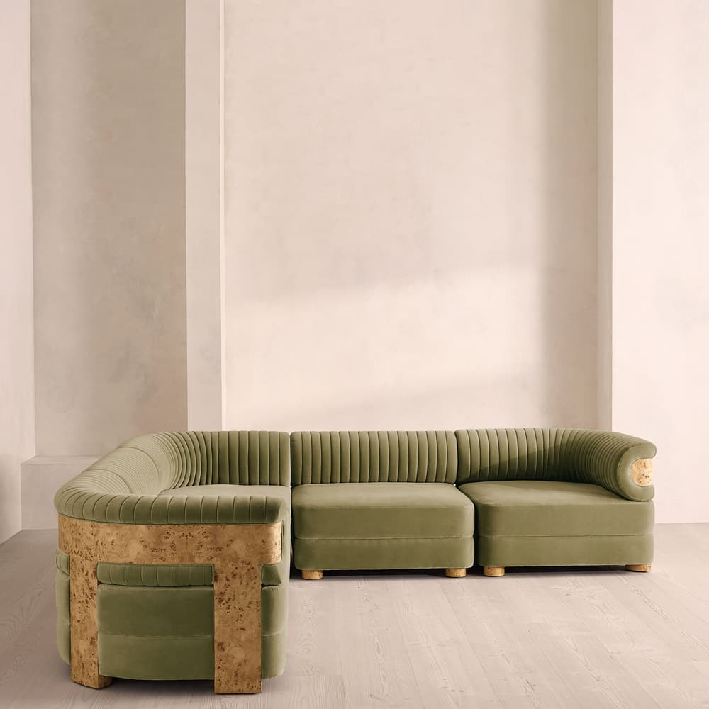 Caleb Modular Corner Sofa - Velvet - Lichen - Blonde Burl - UK - Listing - Image 3