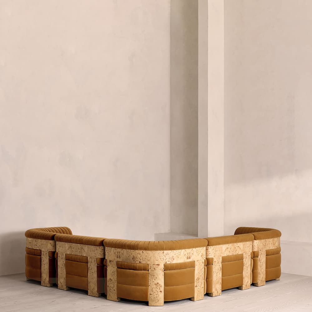 Caleb Modular Corner Sofa - Velvet - Mustard - Blonde Burl - UK - Images - Image 3