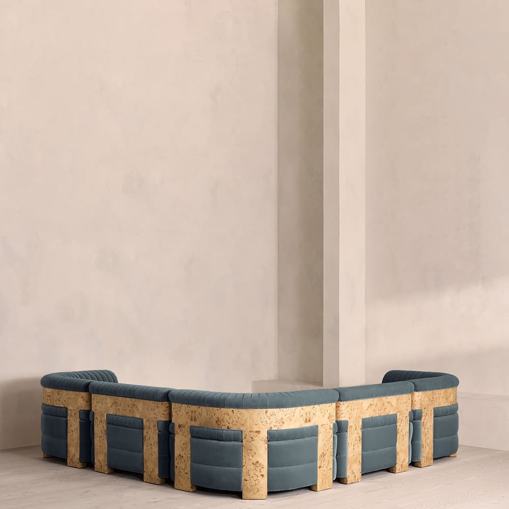 Caleb Modular Corner Sofa - Velvet - Grey Blue - Blonde Burl - UK - Images - Image 3
