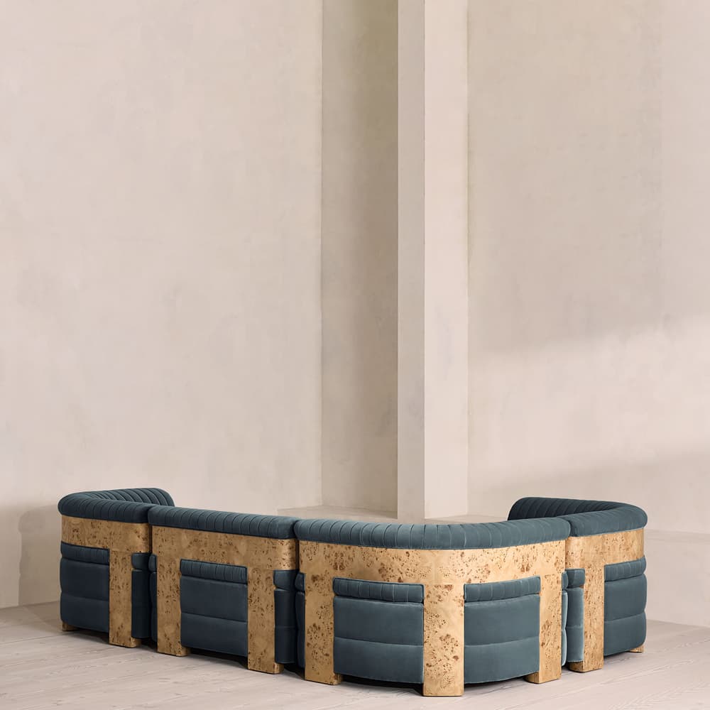 Caleb Modular L-Shape Sofa - Velvet - Grey Blue - Blonde Burl - UK - Images - Image 3
