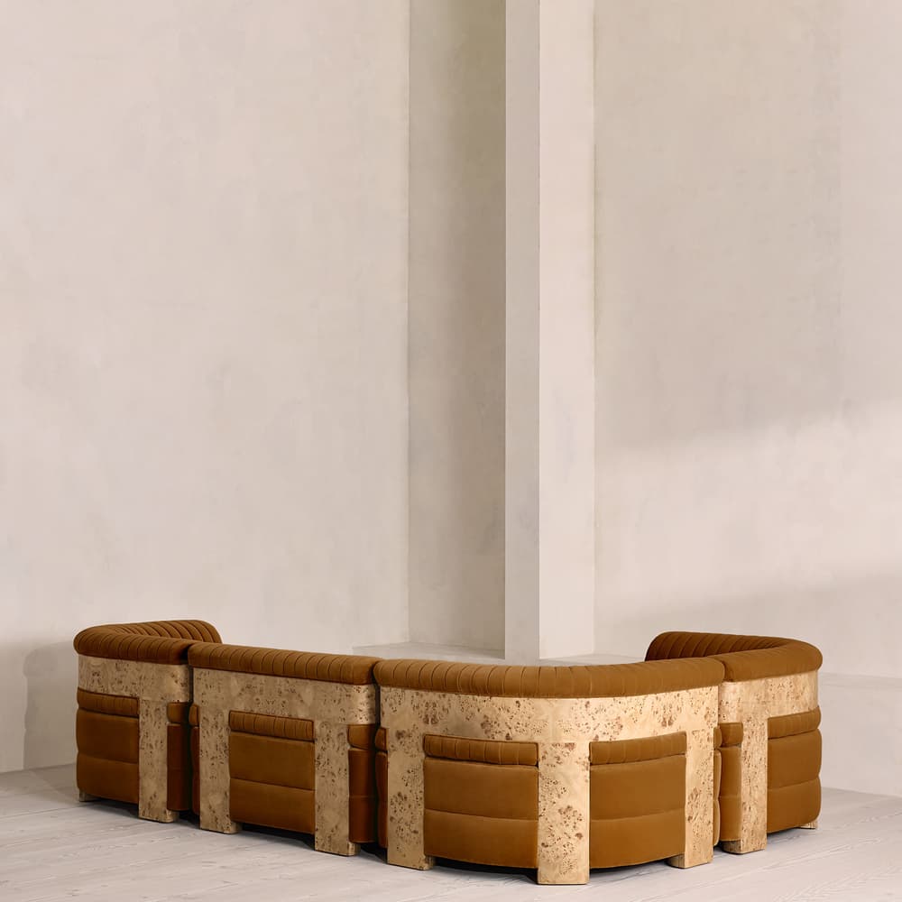 Caleb Sectional Sofa - L-Shape Sofa - Velvet - Mustard - Blonde Burl - US - Images - Image 3
