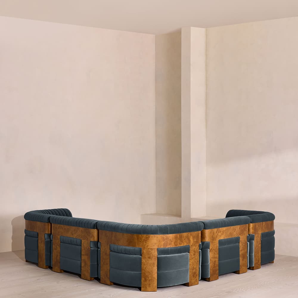Caleb Modular Corner Sofa - Velvet - Grey Blue - Dark Burl - UK - Images - Image 3