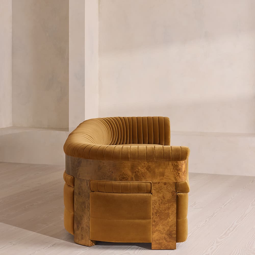 Caleb Modular Four Seater Sofa - Velvet - Mustard - Dark Burl - UK - Images - Image 3