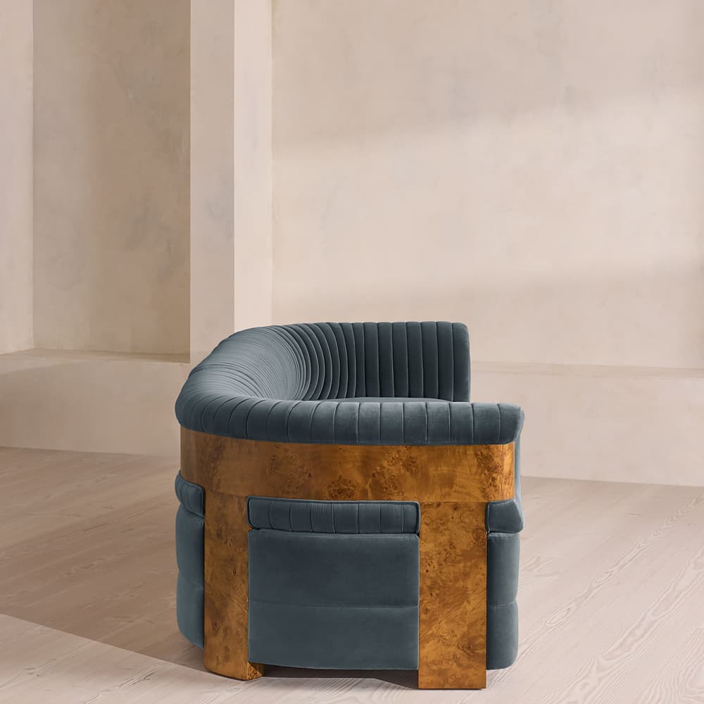 Caleb Modular Four Seater Sofa - Velvet - Grey Blue - Dark Burl - UK - Images - Image 3
