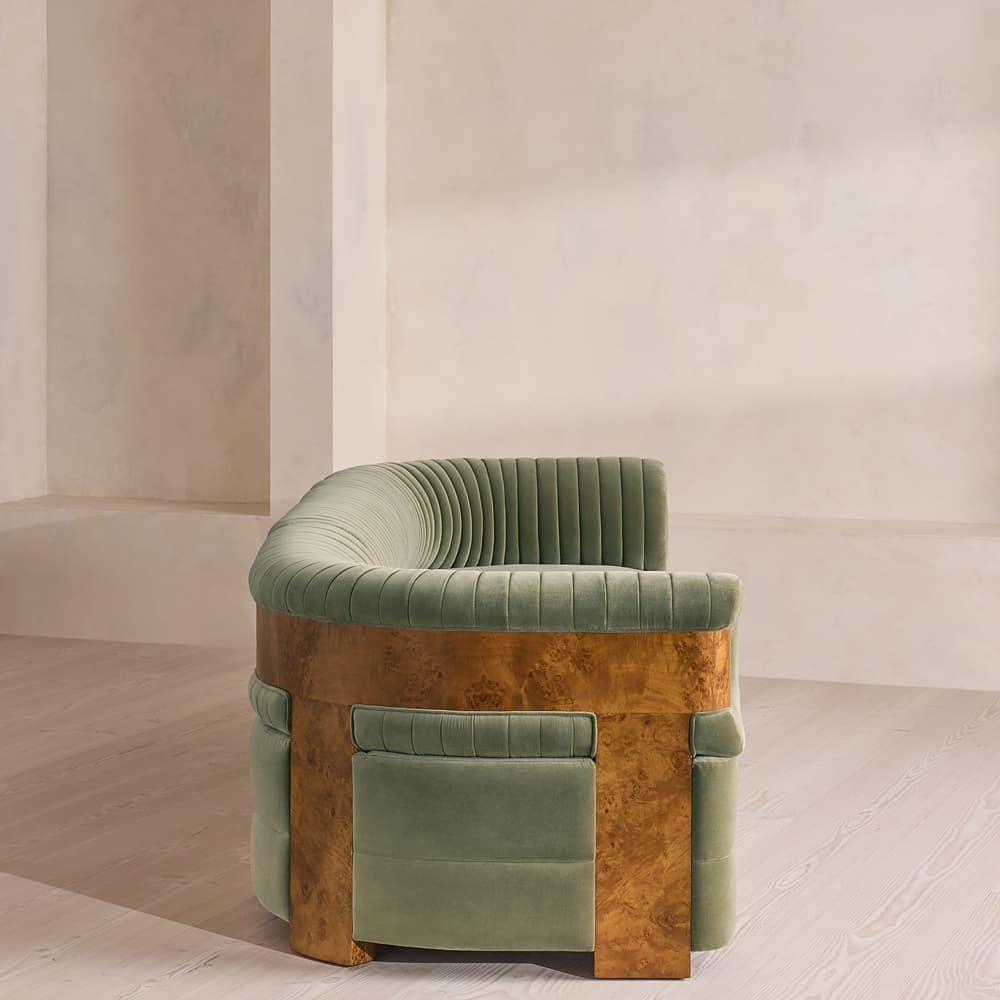 Caleb Sectional Sofa - Four Seater - Velvet - Seafoam - Dark Burl - US - Images - Image 3