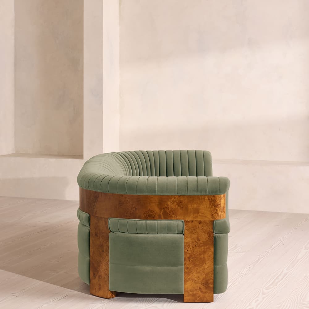 Caleb Sectional Sofa - Three Seater - Velvet - Seafoam - Dark Burl - US - Images - Image 3