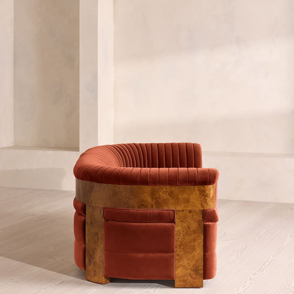 Caleb Sectional Three Seater Sofa - Velvet - Rust - Dark Burl - US - Images - Image 3