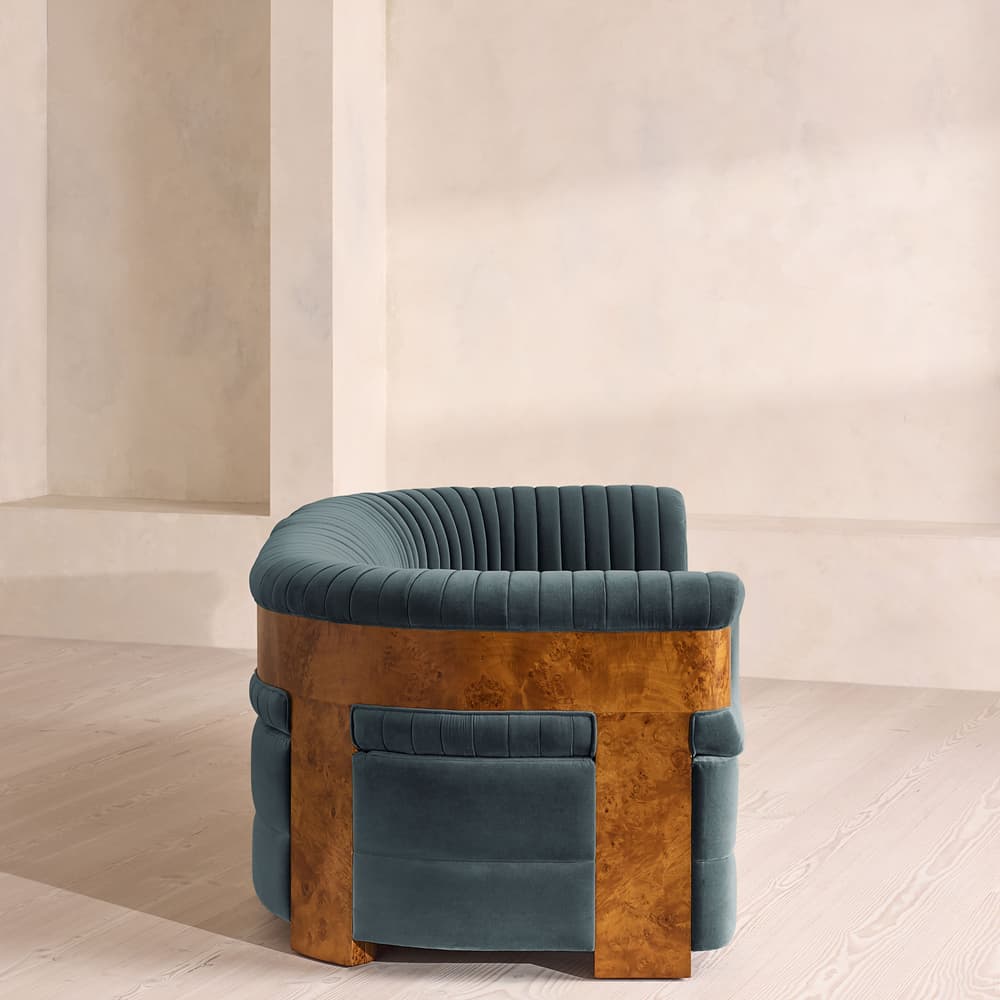 Caleb Sectional Three Seater Sofa - Velvet - Grey Blue - Dark Burl - US - Images - Image 3