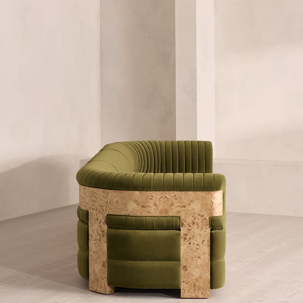Caleb Modular Four Seater Sofa - Velvet - Olive - Blonde Burl - UK - Images - Image 3