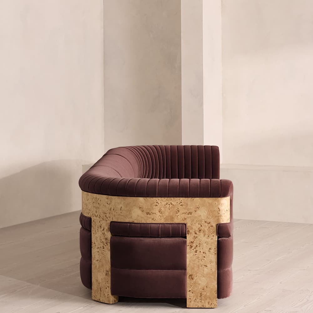 Caleb Modular Sofa - Four Seater - Velvet - Aubergine - Blonde Burl - UK - Images - Image 3