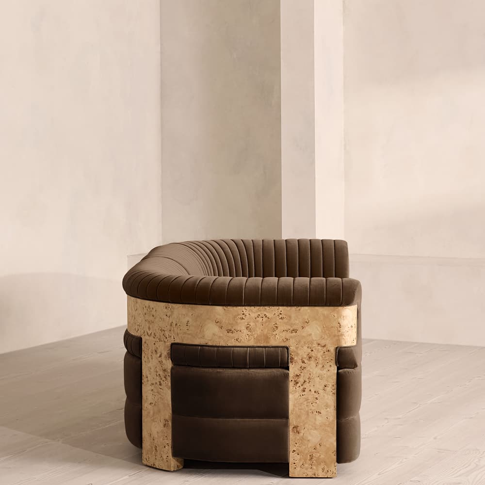 Caleb Modular Three Seater Sofa - Velvet - Chocolate - Blonde Burl - UK - Images - Image 3