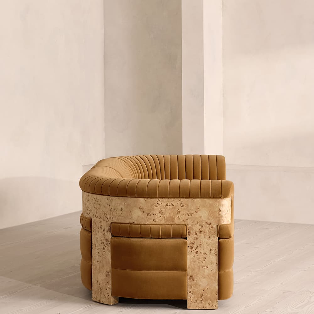 Caleb Modular Three Seater Sofa - Velvet - Mustard - Blonde Burl - UK - Images - Image 3