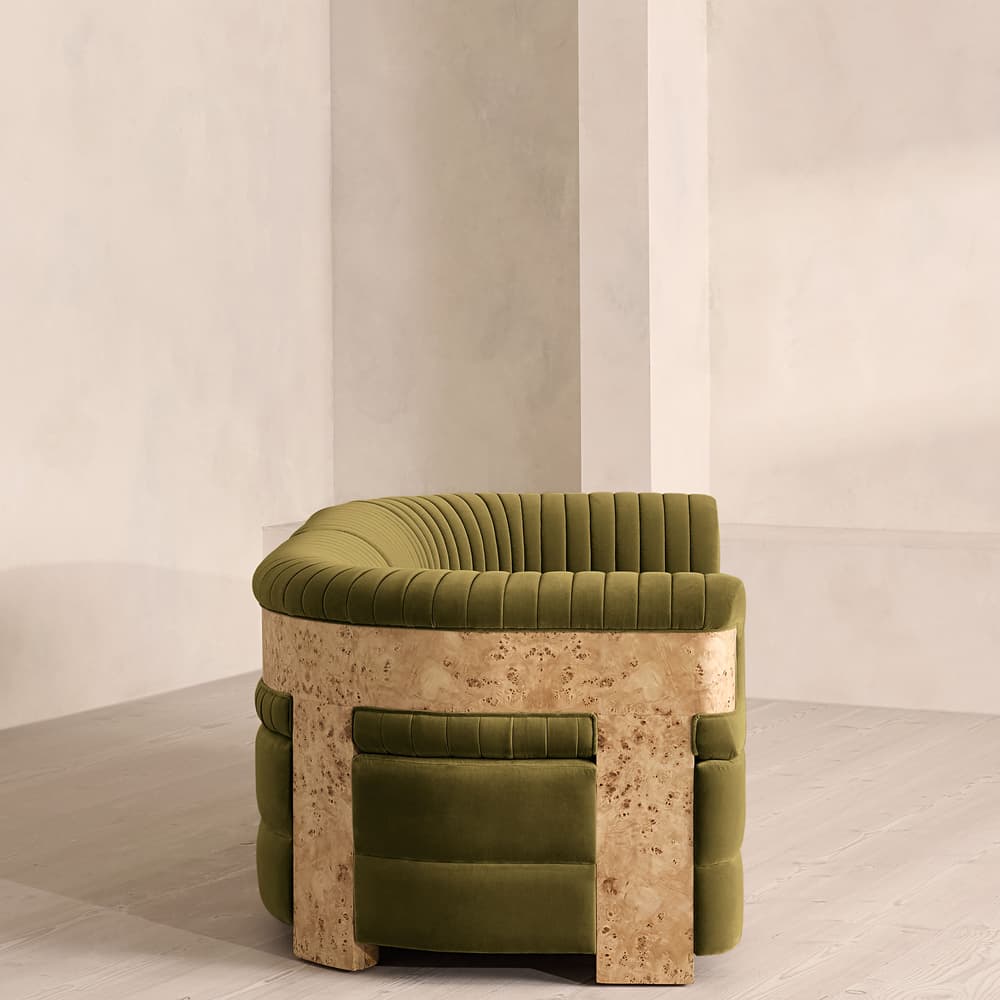 Caleb Modular Three Seater Sofa - Velvet - Olive - Blonde Burl - UK - Images - Image 3