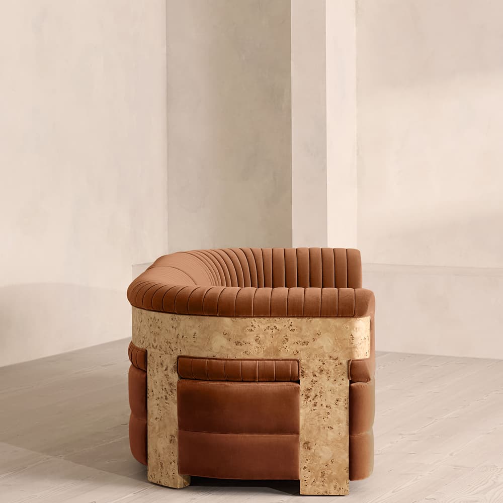 Caleb Modular Sofa - Three Seater - Velvet - Cinnamon - Blonde Burl - UK - Images - Image 3