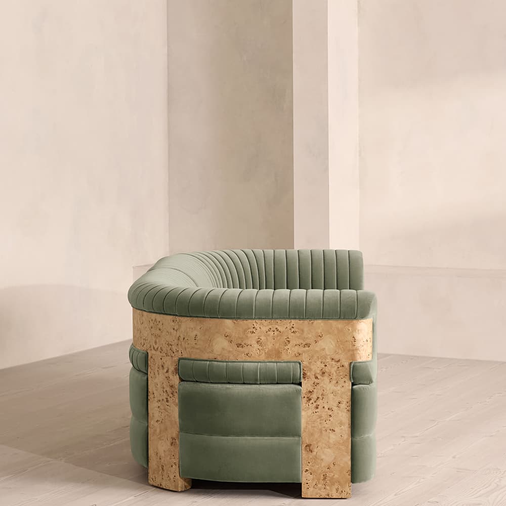 Caleb Modular Sofa - Three Seater - Velvet - Seafoam - Blonde Burl - UK - Images - Image 3
