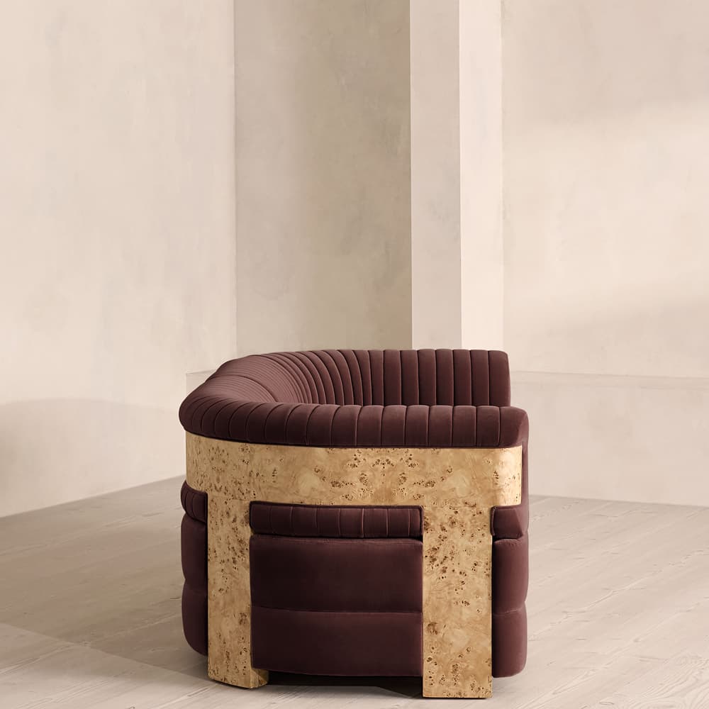 Caleb Modular Sofa - Three Seater - Velvet - Aubergine - Blonde Burl - UK - Images - Image 3