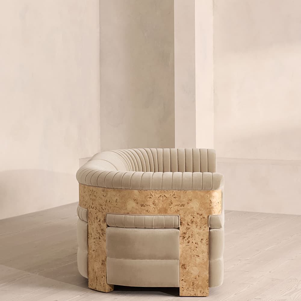 Caleb Modular Sofa - Three Seater - Velvet - Oyster - Blonde Burl - UK - Images - Image 3