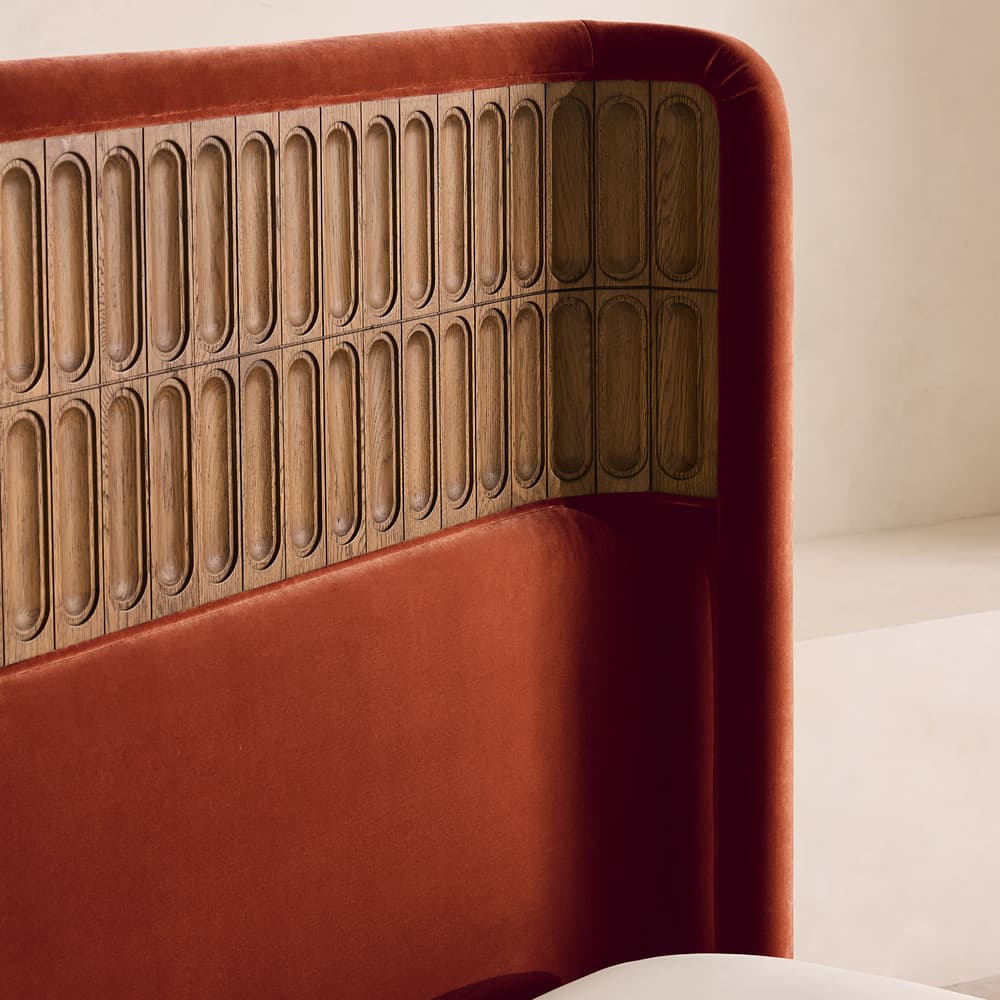 Devon Bed - Queen - Velvet - Rust - US - Images - Image 3