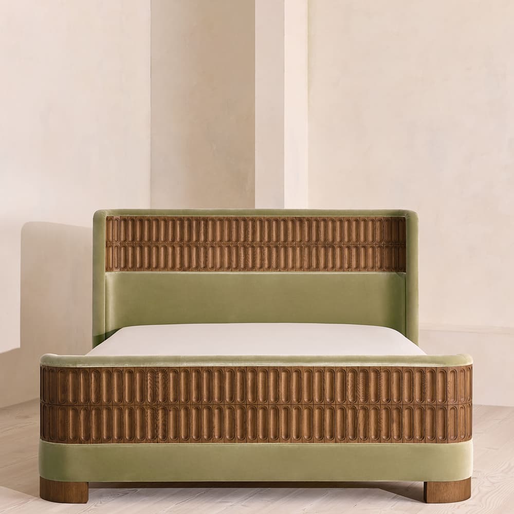 Devon Bed - Queen - Velvet - Lichen - US - Listing - Image 3
