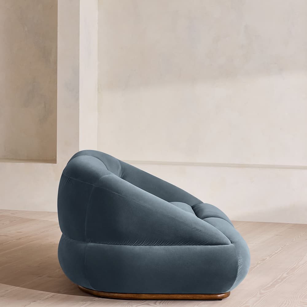 Edison Sectional Sofa - Three Seater - Velvet - Grey Blue US - Images - Image 3
