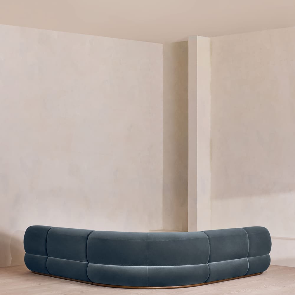 Edison Sectional Sofa - Corner Sofa - Velvet - Grey Blue US - Images - Image 3