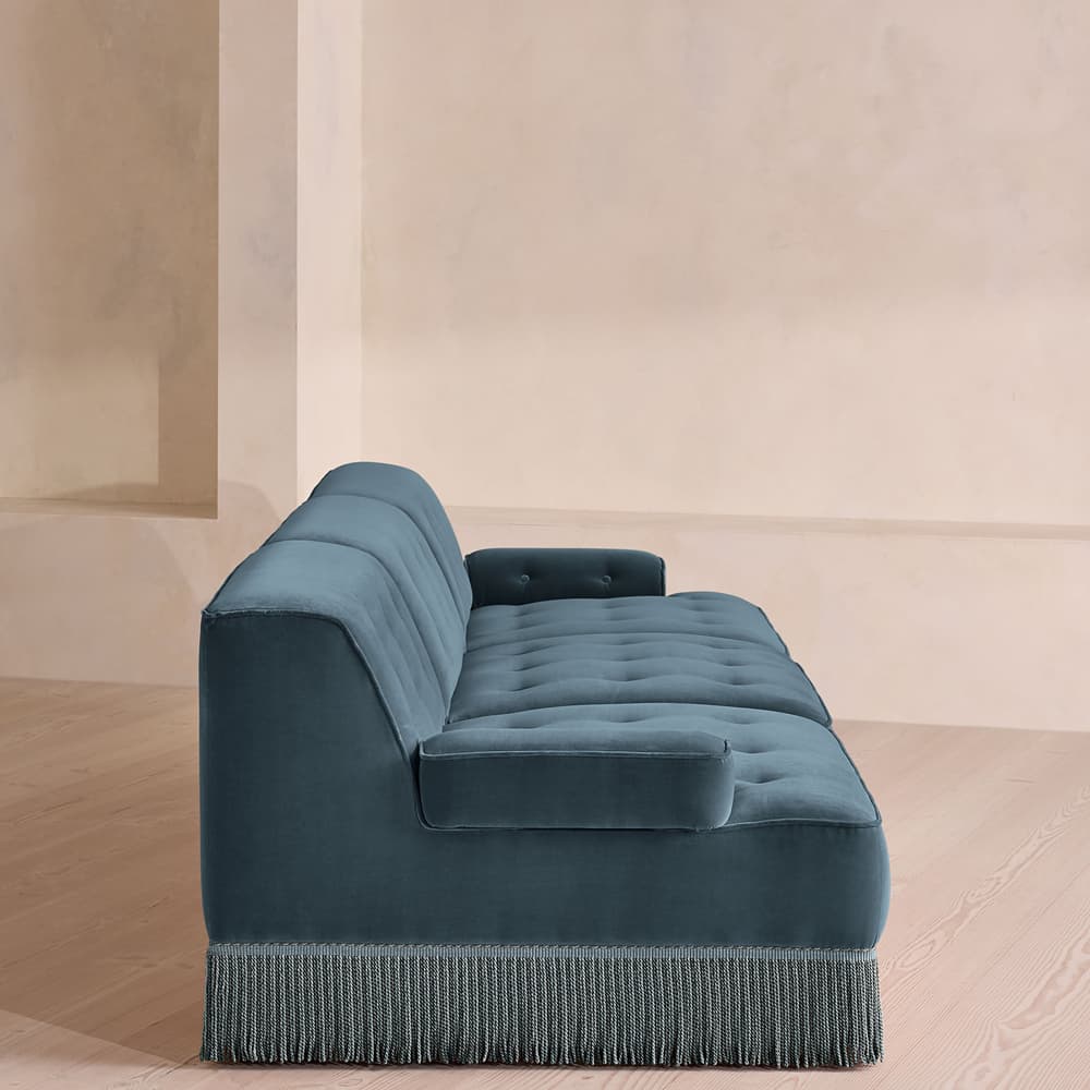 Elowen Sectional Sofa - Four Seater - Velvet - Grey Blue US - Images - Image 3