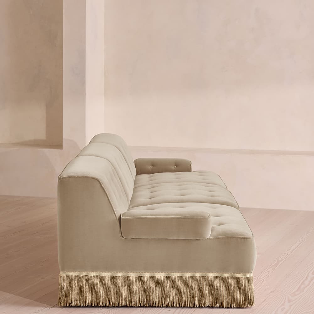 Elowen Sectional Sofa - Four Seater - Velvet - Oyster - US - Images - Image 3