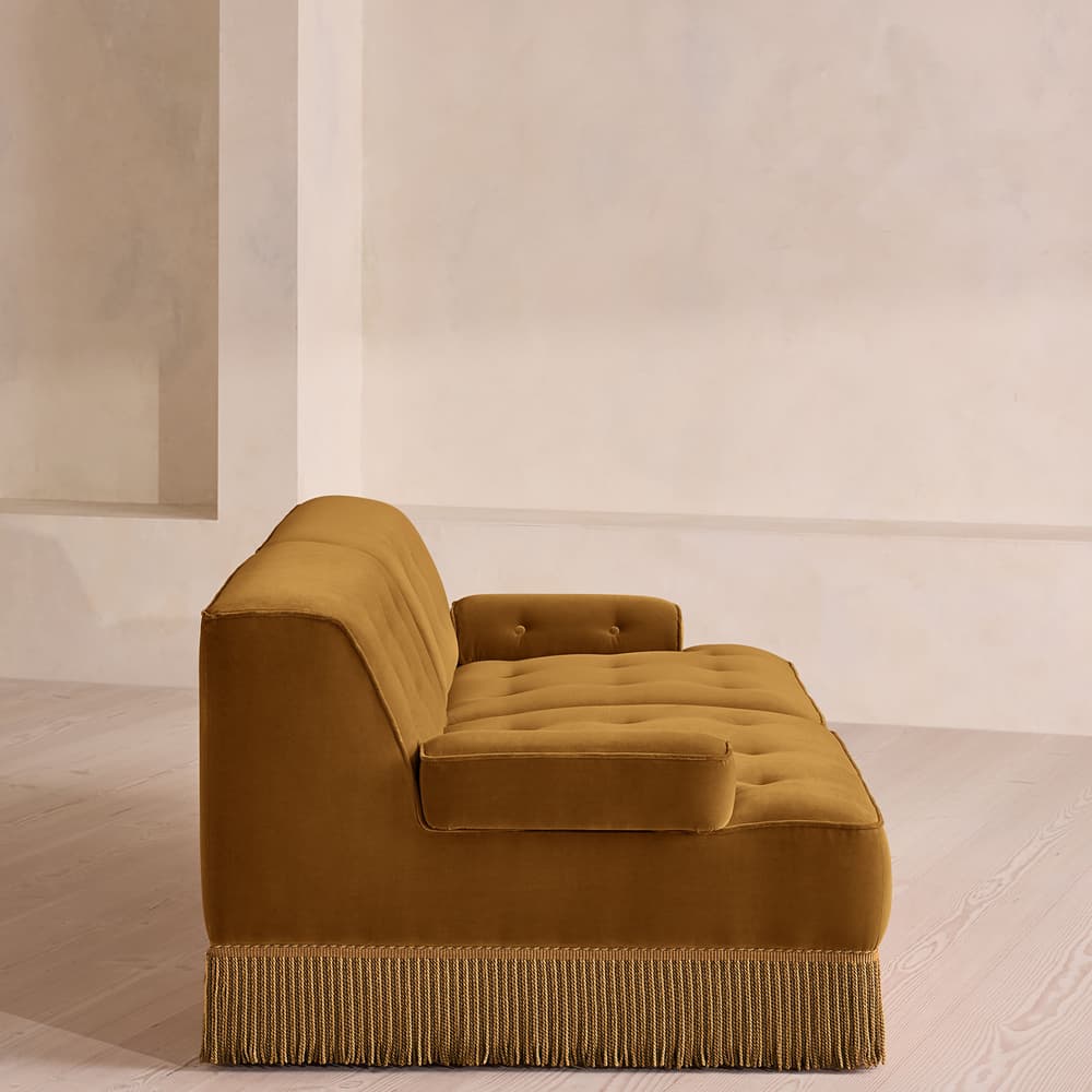 Elowen Sectional Sofa - Three Seater - Velvet - Mustard US - Images - Image 3
