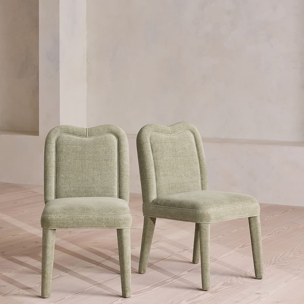Pair of Keira Dining Chair - Linen Chenille - Sage - UK - Listing - Image 3