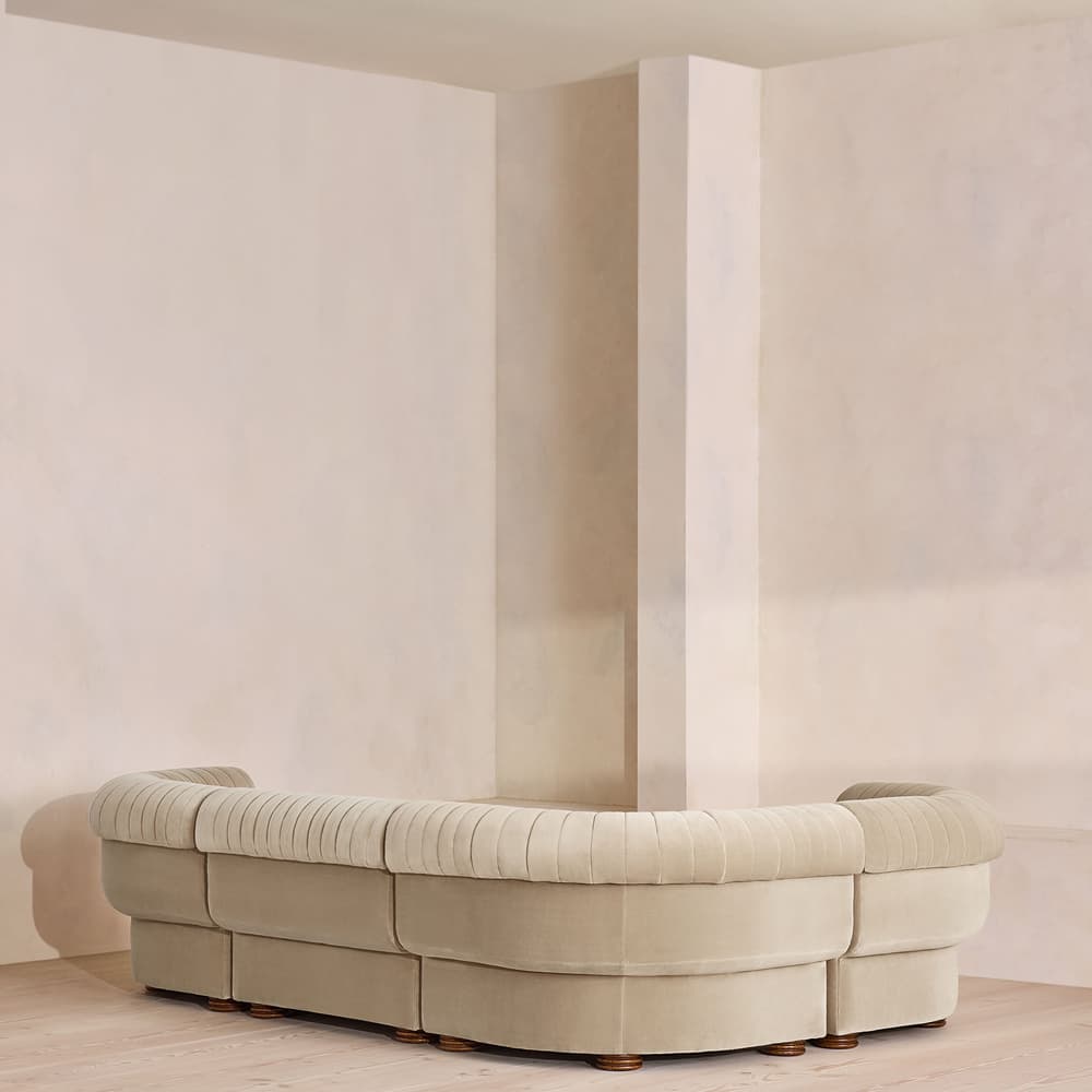 Rava Sectional Sofa - L-Shape Sofa - Velvet - Oyster - US - Images - Image 3