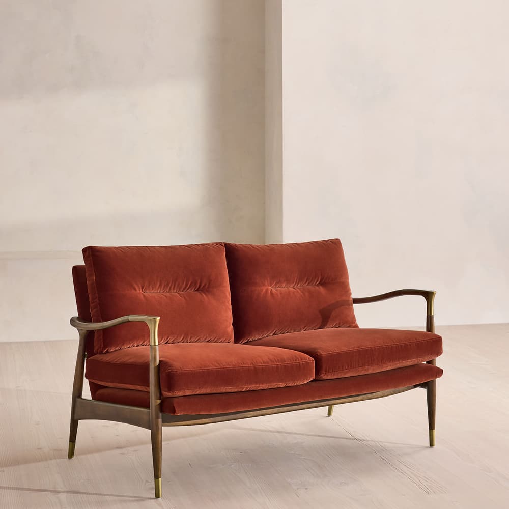 Theodore Two Seater Sofa - Velvet - Rust - US - Listing - Image 3
