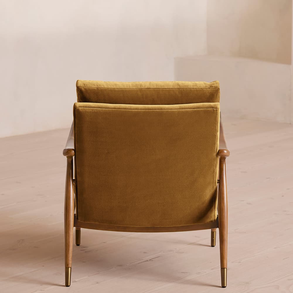 Theodore Oak Armchair - Velvet - Mustard - Images - Image 3