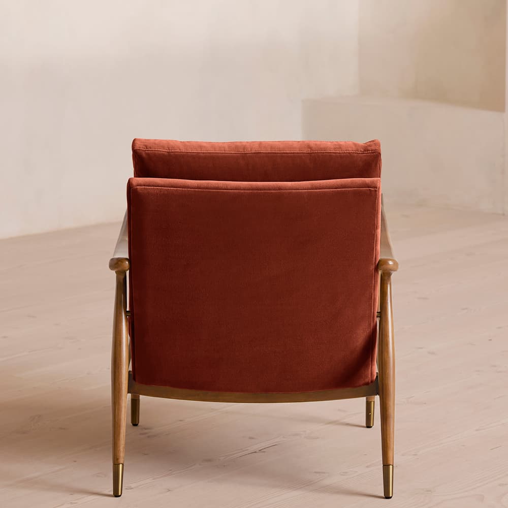 Theodore Oak Armchair - Velvet Rust - Images - Image 3