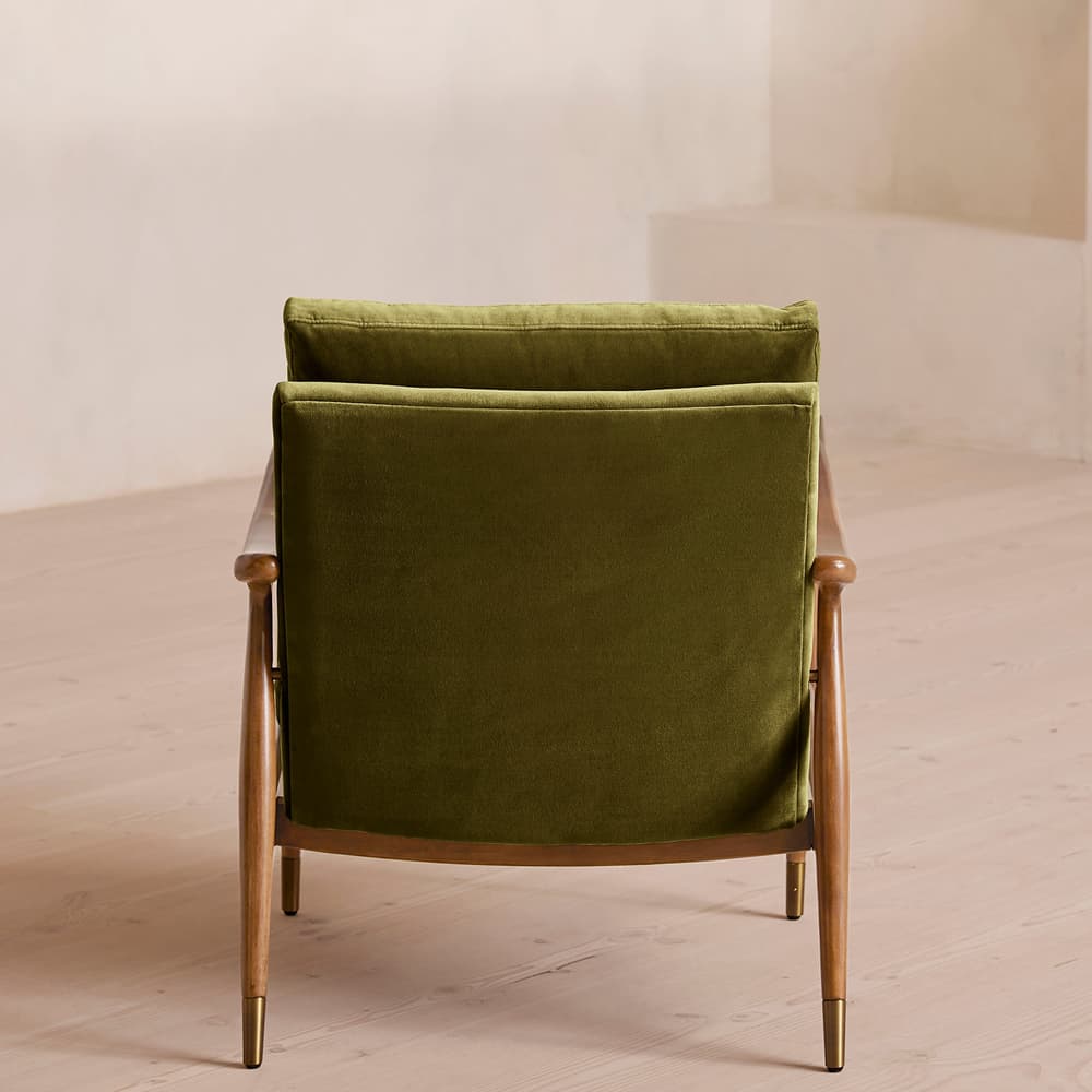 Theodore Oak Armchair - Velvet Olive - US - Images - Image 3